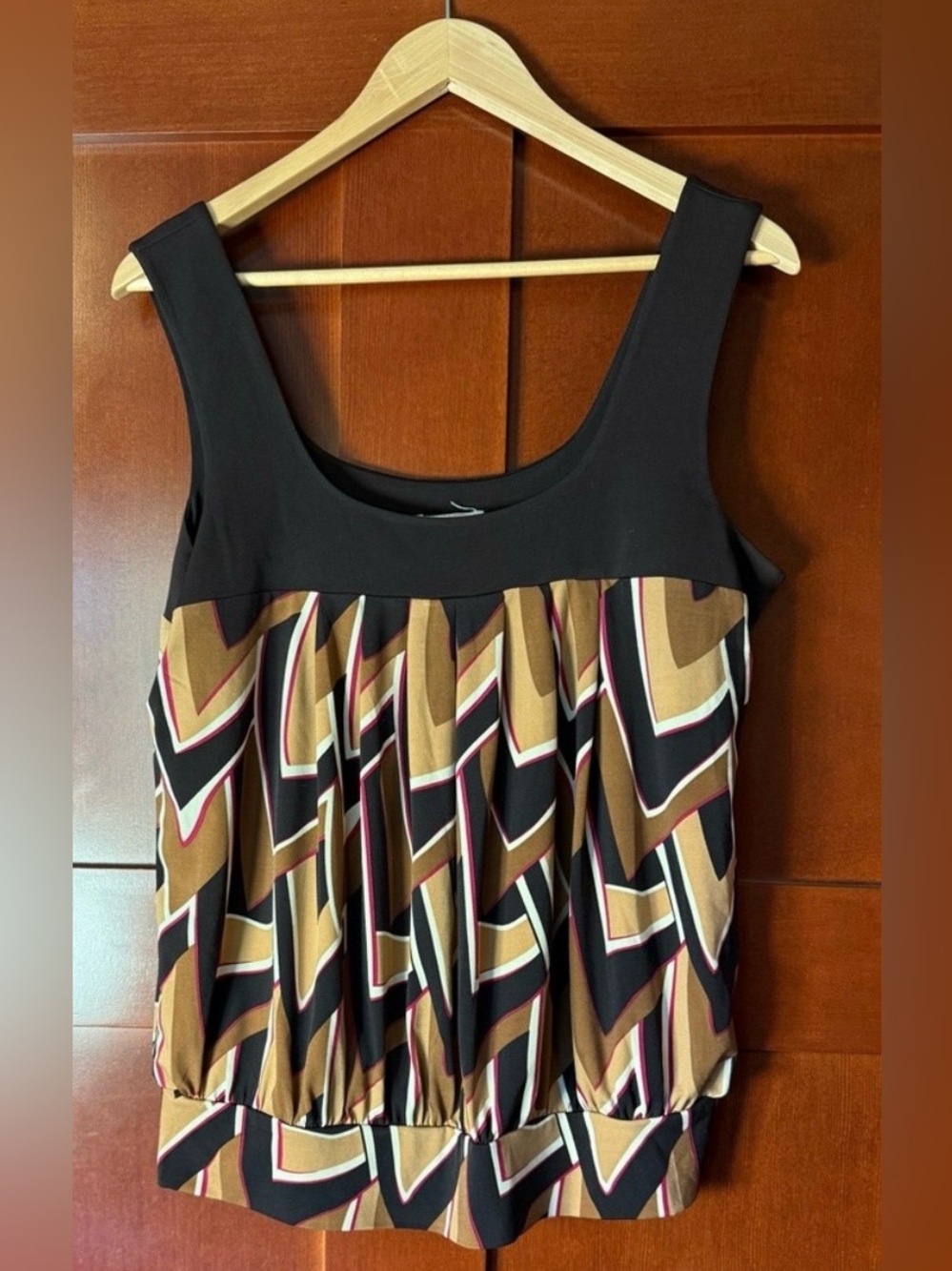 Speechless Brown Geometric Abstract Retro Y2K Tank Top Sleeveless Blouse XL
